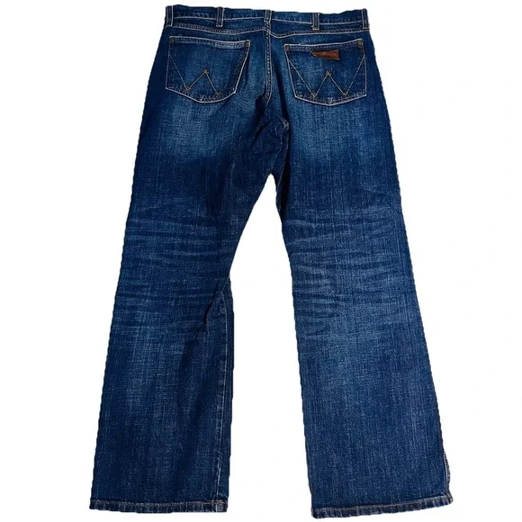 Wrangler Retro Relaxed Boot Cut Jeans Mens 36X32 Blue Denim Western Cowboy Adult - Picture 4 of 9